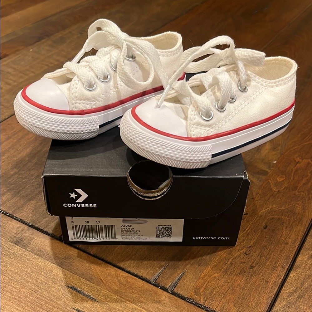 Converse White and Red High-Top Sneakers